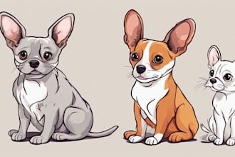 draw illustration animal pet cartoon portrait vector art