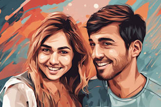 create couples art vector portrait