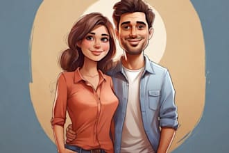 draw cartoon couple portrait