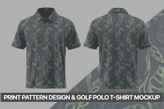 create print pattern golf polo t shirt design and mockup for you