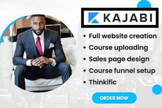 do online course website, kajabi website, sales page, thinkific website, podia