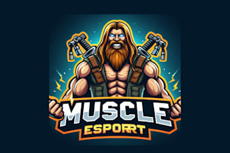 do modern muscle esports mascot logo with vector file