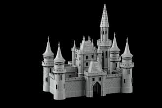 design 3d landscape terrain model, ttrpg miniature terrain building, castle, stl