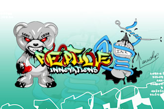 design urban graffiti character illustration or graffiti mascot