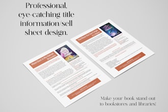 create a stunning book sell sheet, one pager, flyer