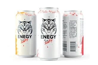 do energy drink, soda can or beer label design and 3d mockup
