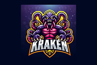 create a high quality kraken esport mascot logo just two day