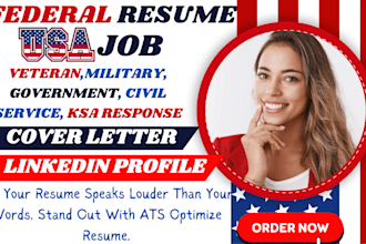 provide ats federal resume cover letter for military, executive, engineering job