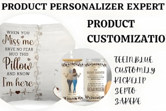 setup teeinblue personalizer, customily, kickfilp product in wix, shopify store