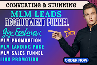 build sales funnel, mlm affiliate recruiting funnel for mlm website, mlm leads