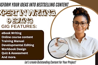 write ebook, online course content, training manual, developmental editor