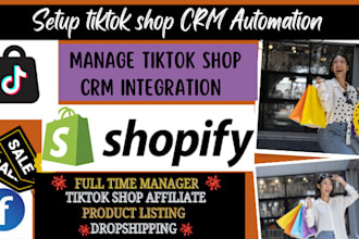 setup manage tiktok shop, woocommerces, tiktok marketing via CRM integration