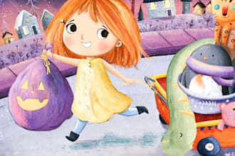 draw children story book illustration and children story book illustration