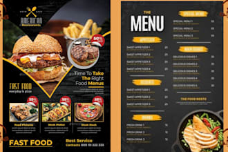 do restaurant menu design, food menu design, menu board