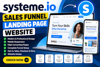 create a systeme io sales funnel, landing page or website