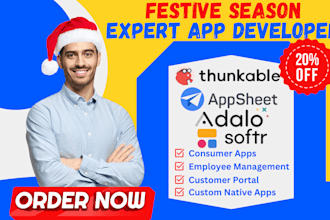 create bubble io app thunkable adalo 2 softr appsheet native mobile and web app