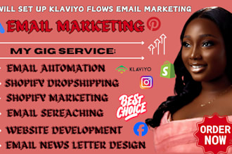 setup klaviyo flows, email marketing campaign for shopify, ecommerce marketing
