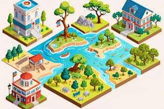 create isometric vector illustration or map for you