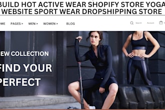 build hot active wear shopify store yoga website sport wear dropshipping store