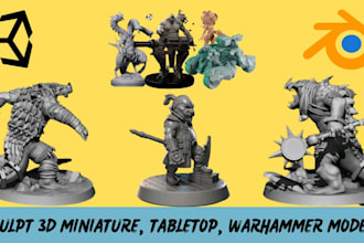 sculpt 3d miniature, 40k warhammer, dnd tabletop, 3d models for 3d stl printing