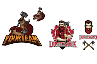 create mascot lumberjack badge axes logo