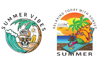 create hand drawn skeleton summer beach logo