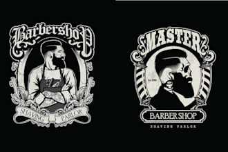 make retro skull salon barbershop logo