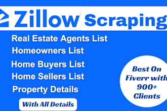 scrape zillow real estate agents, homeowners list