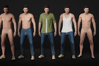 3d hyper realistic character modeling, metahuman human avatar humanoid animation
