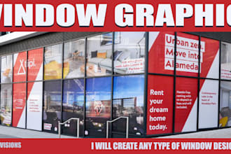 design creative shopfront or store front window graphics