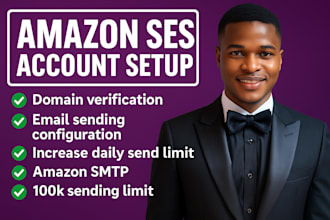do amazon ses account setup approve 50k daily sending limit with domain verify