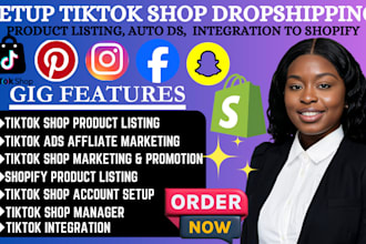 setup tiktok shop dropshipping product listing auto ds integration to shopify