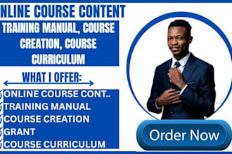 write online course content training manual course creation course curriculum