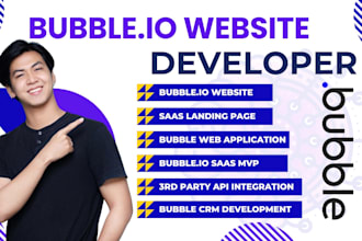 setup responsive bubble io website, no code saas landing page, web application
