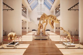 create 3d cgi art museum, art gallery, exhibition space design