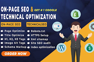 do technical and on page SEO for shopify, wordpress, wix website