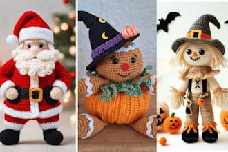 detailed amigurumi halloween christmas toys crochet pattern picture video etsy