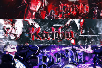 make an eye catching youtube banner and logo gaming anime