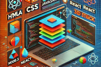 do full stack web development and best 3d website model react, three js, node js
