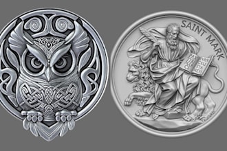 sculpt 3d bas relief, 3d coin model, 3d miniature, 3d modelling for 3d printing