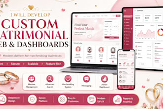 develop custom matrimonial web and dashboards