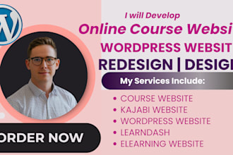 develop online course website, course website, wordpress website design, lms