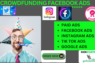 set up crowdfunding facebook ads for kickstarter indiegogo gofundme