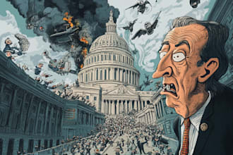 do a funny political cartoon for you