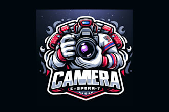 do awesome camera esport mascot logo design with vector file