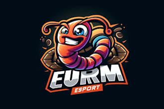 make an worm esports mascot logo design with source files