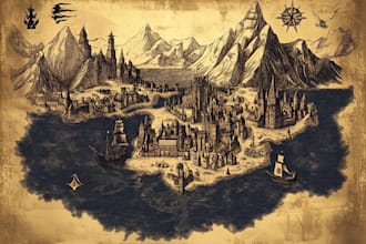 fantasy map illustration for dnd, novels and games
