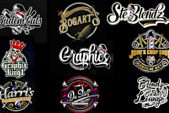 design retro vintage badge emblem barber and barbershop logo