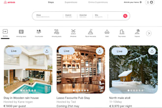build airbnb website, short term vacation rental website, hotel book website