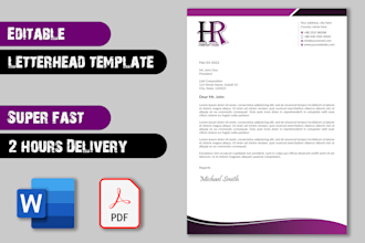 design a professional letterhead with an editable word template within 2 hours